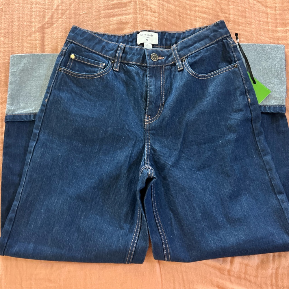 Women’s High Rise Straight Leg Wide Cuff Jeans Kate Spade x Target Size 4 NWT - Picture 8 of 11